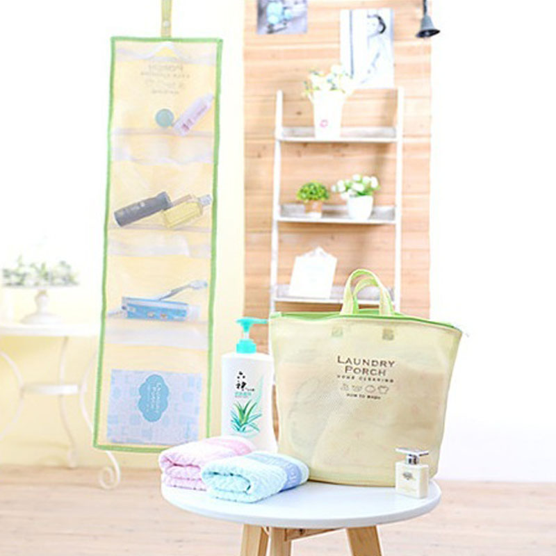 Portable Reusable Bath Hanging Mesh Bag Organizer for Toiletry Storage